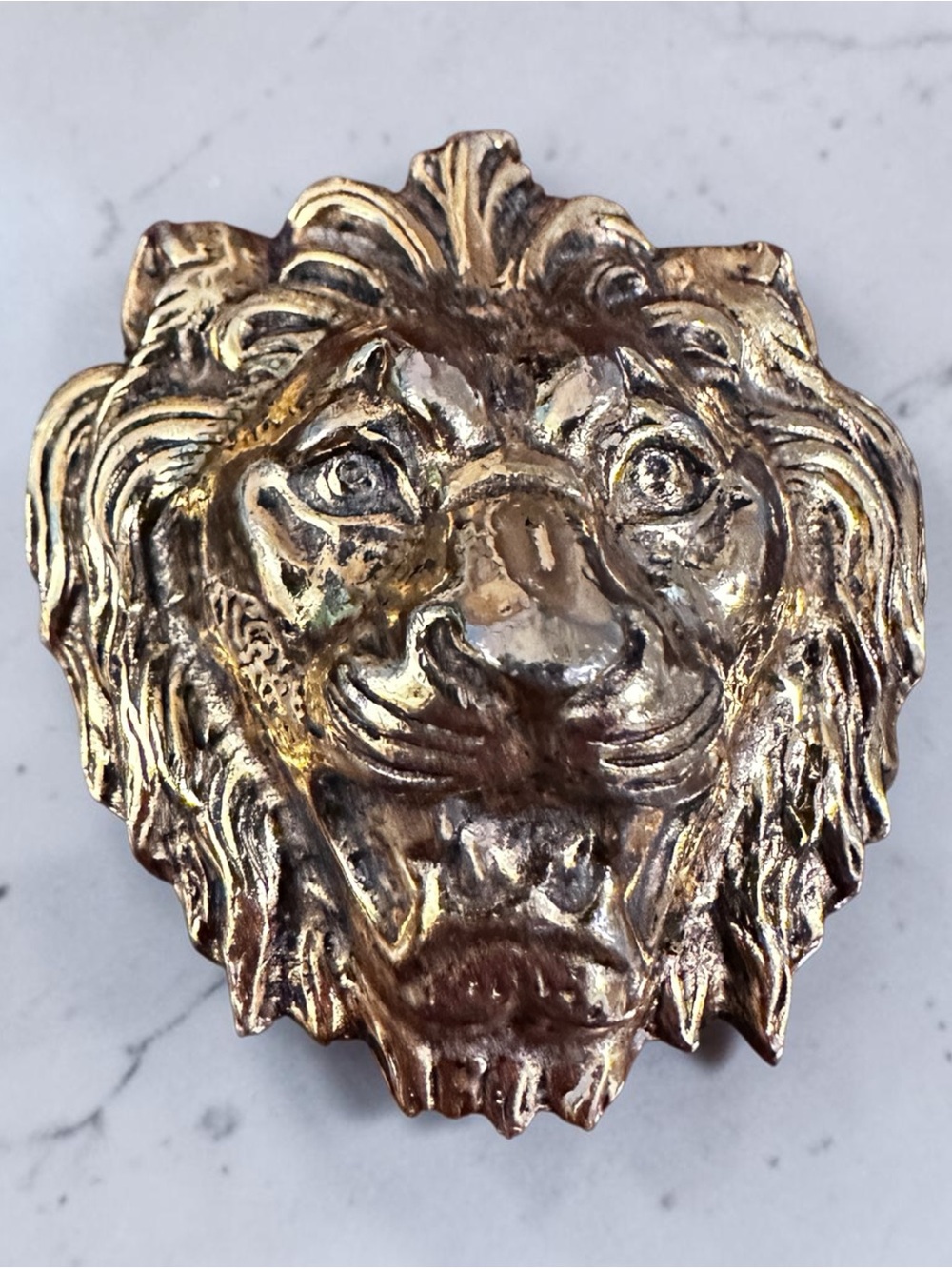 Vintage Gold Tone Lion Head Brooch Pin Accessorcraft